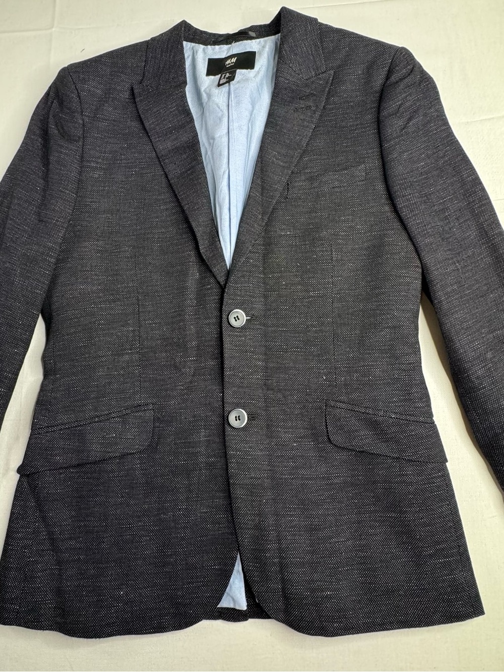H&M Men's Charcoal Textured Two-Button Blazer